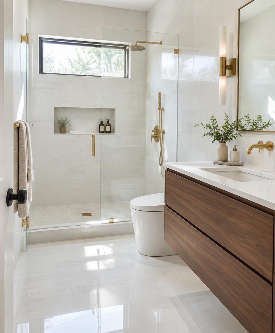 After: Hall bath remodel · fictional sample